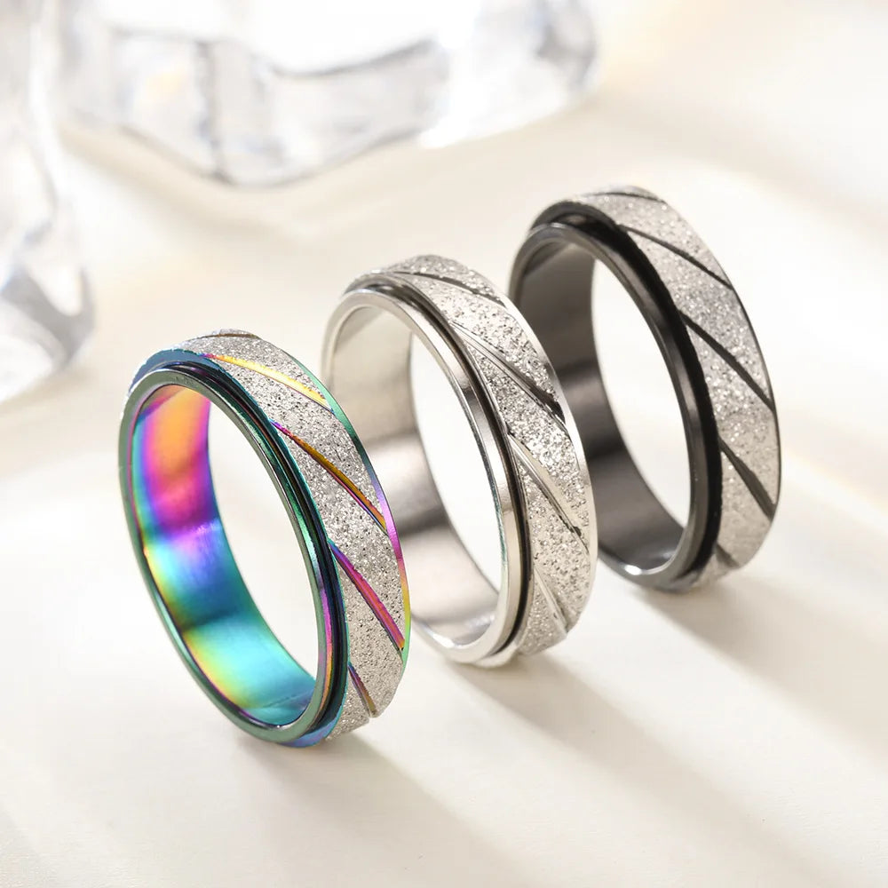 Stainless Steel Rings Fashion Wave Pattern Wedding Infinity Male Men Couple Ring for Women Jewelry Wedding Engagement Gifts