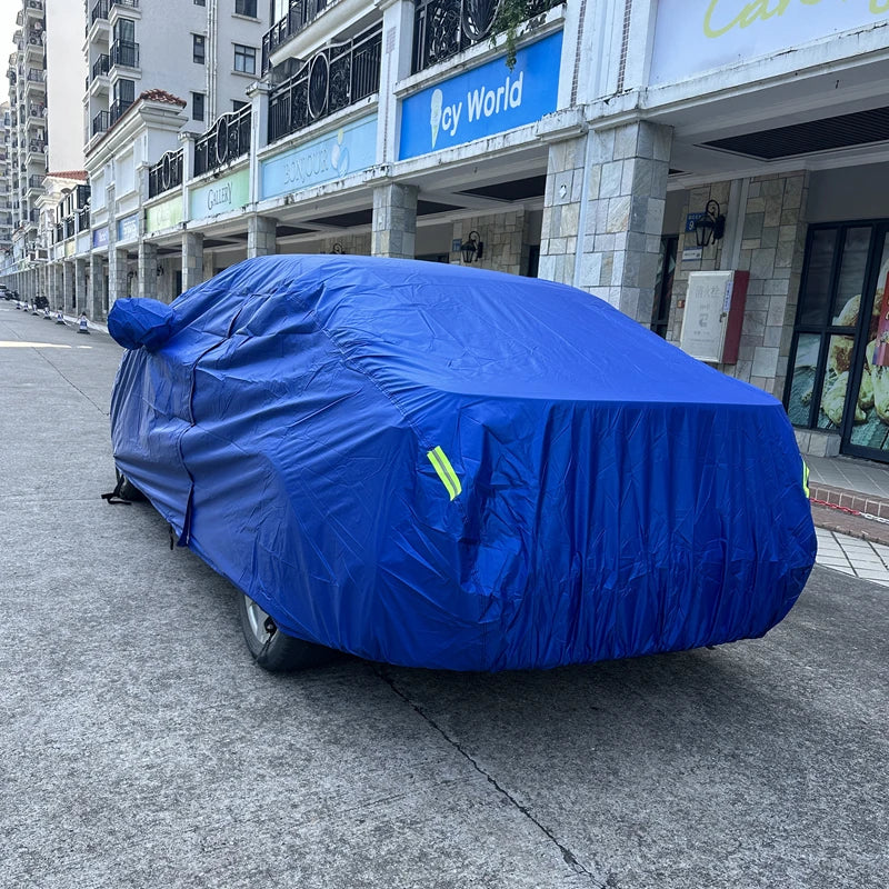 Blue Car Cover Full Exterior Universal SUV/Sedan Full Outdoor Waterproof Sun Rain Snow Protection UV Car Zipper Design