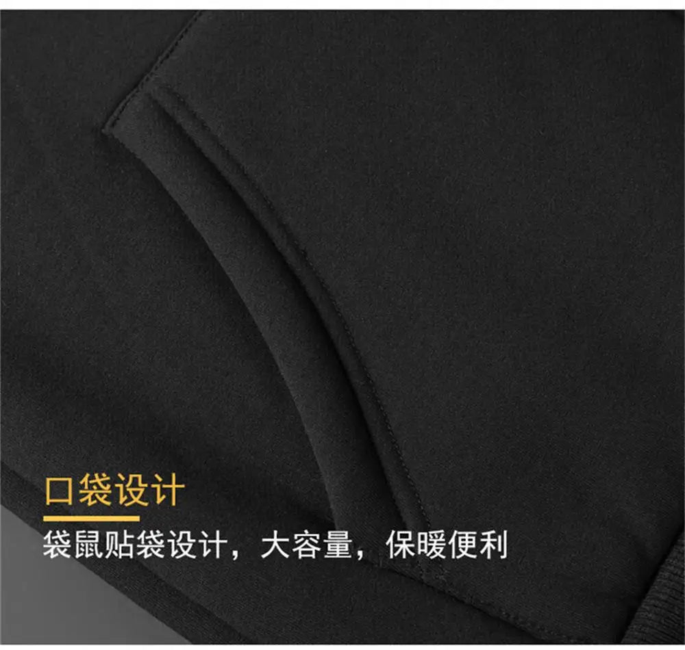 Winter Lambswool Zipper Hoodies High Quality Fleece Jackets Plus-Size Thick Warm Jacket Solid Color Outwear Hooded Coat For Men