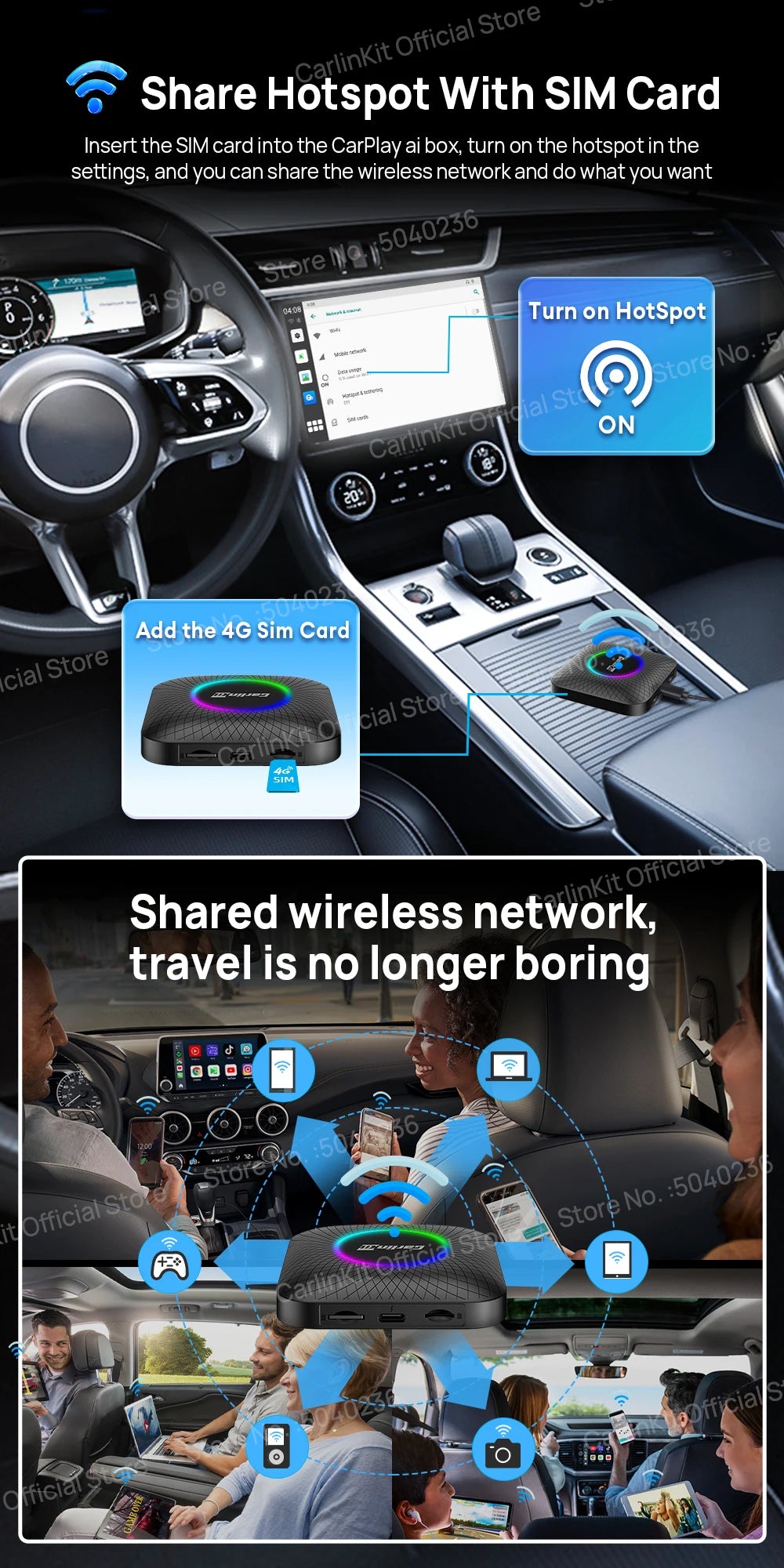 CarlinKit Android 13 SDM660 6225 CarPlay Ai Box LED 8-Cores Wireless Android Auto& CarPlay Car USB Adapter 64G 128G FOTA Upgrade