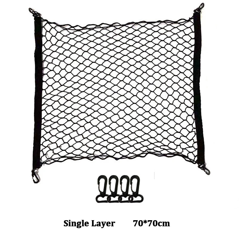 Universal Car Rear Trunk Net Mesh Elastic Nylon Back Cargo Storage Organizer Double Layer Luggage Grocery Holder Boot String