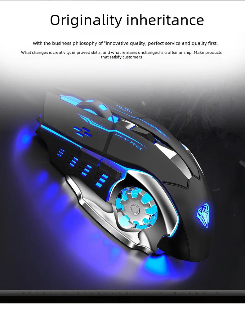 Rechargeable Wireless Mouse Gaming Computer Silent Bluetooth Mouse USB Mechanical E-Sports Backlight PC Gamer Mouse For Computer