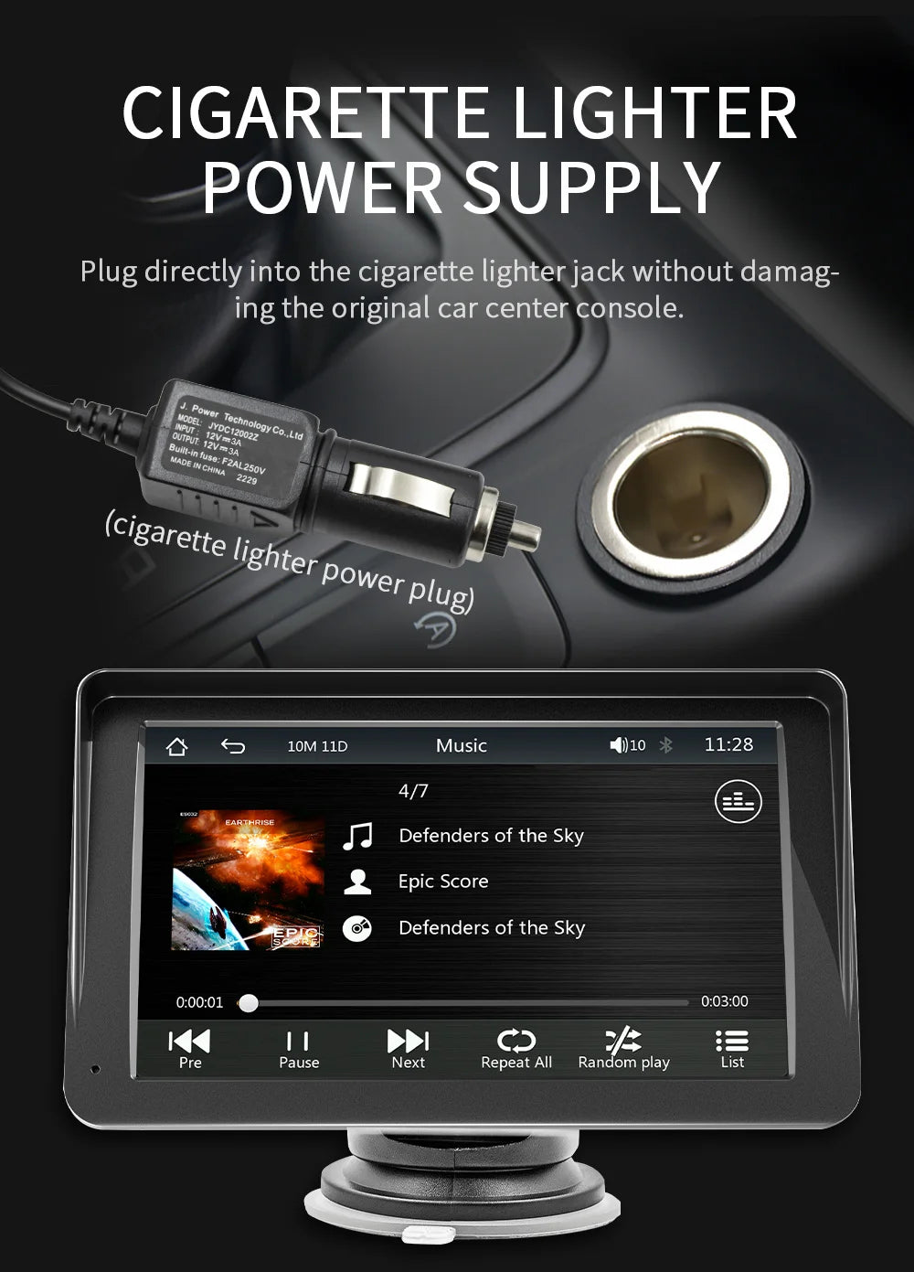 BQCC 7inch Car Radio Multimedia Video Player Wireless Carplay And Wireless Android Auto Touch Screen Sun Visor 5300