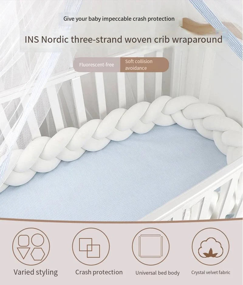 Baby Cot Bumper Baby Cot Braided Bed Bumper for Baby Safety Braid Bed Accessories Bed Circumference for Newborns Braid Rails