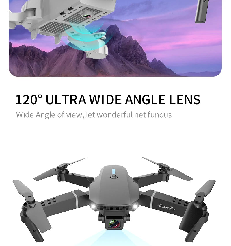 KOHR E88 Pro Drone 4K Professinal With 1080P Wide Angle HD Camera Foldable Quadcopt RC Helicopter WIFI FPV Height Hold Gift Toys