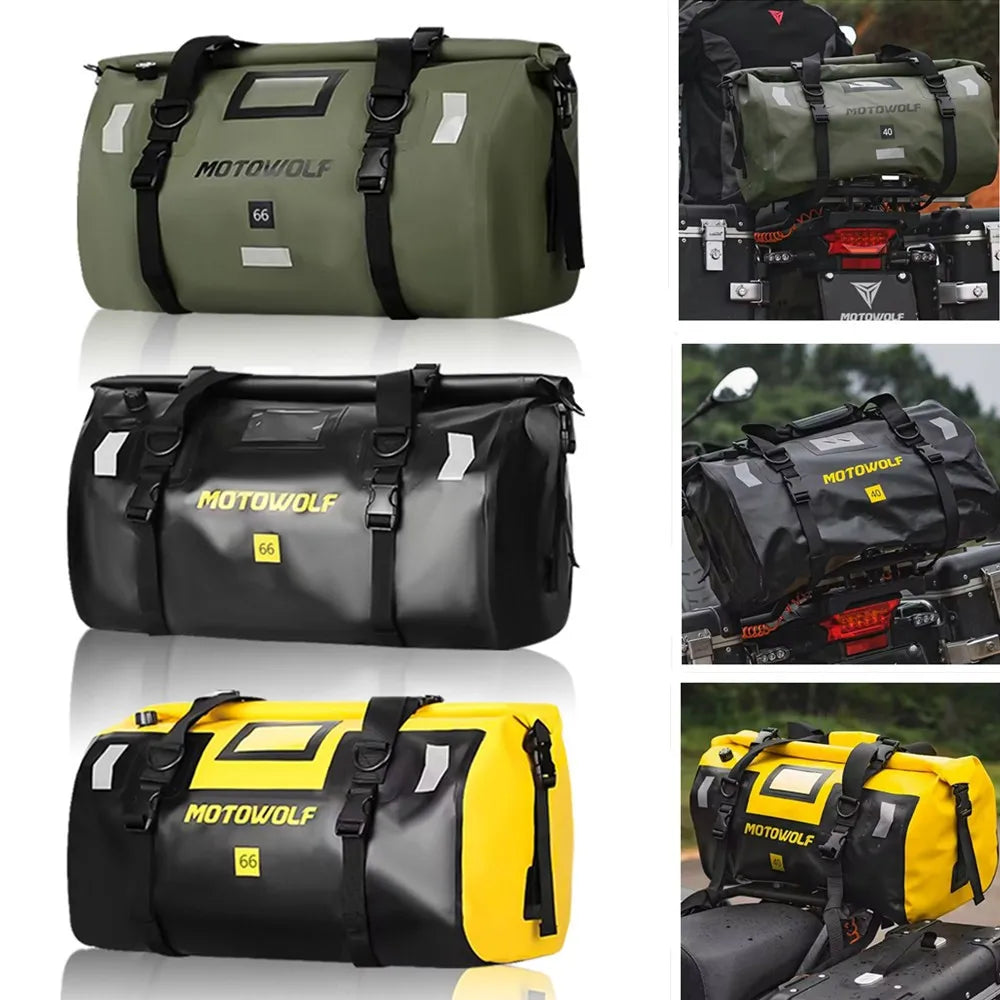 Motorcycle Dry Bag Waterproof Reflective Tail Duffle Bag Skiing Travel Hiking Camping Boating Riding Fishing Outdoor Luggage