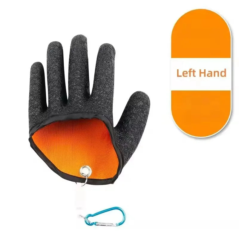 1PC Fishing Anti Slip Gloves Magnetic Buckle Pendant Hand Guard to Prevent Stabbing Fishing Protective Gear Waterproof Gloves