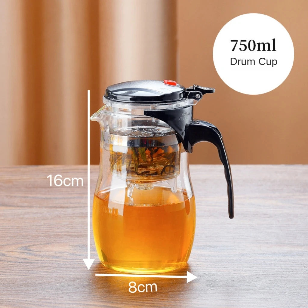 Teapot With Infuser Thickened Glass Heated Resistant Tea Pot One-button Filtering Tea Separation Kettle Tea Coffee Maker