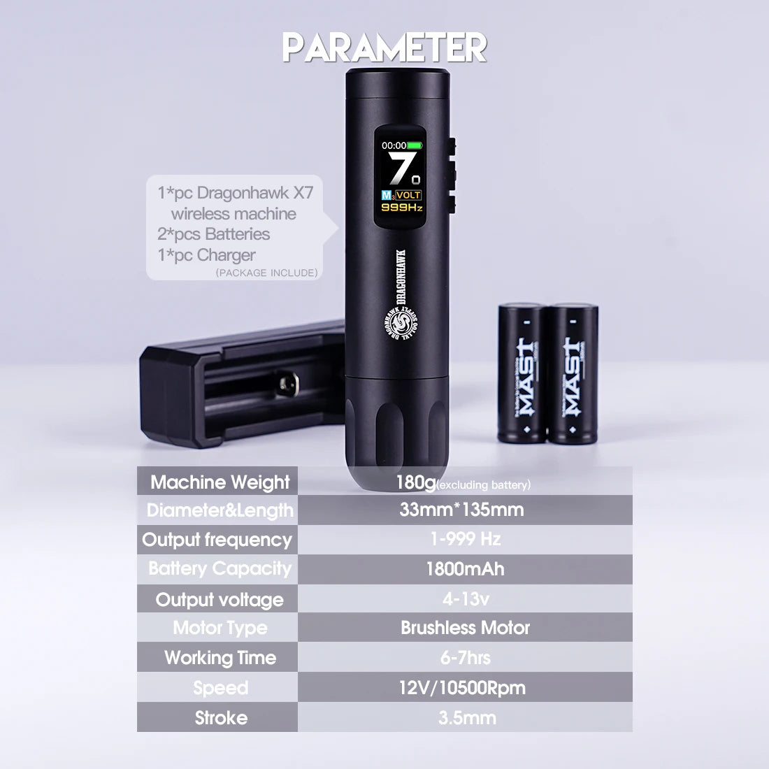 Dragonhawk X7 Wireless Tattoo Machine Pen Brushless Motor  Replaceable Mastlabs Battery Makeup Permanent Tattoo Supply