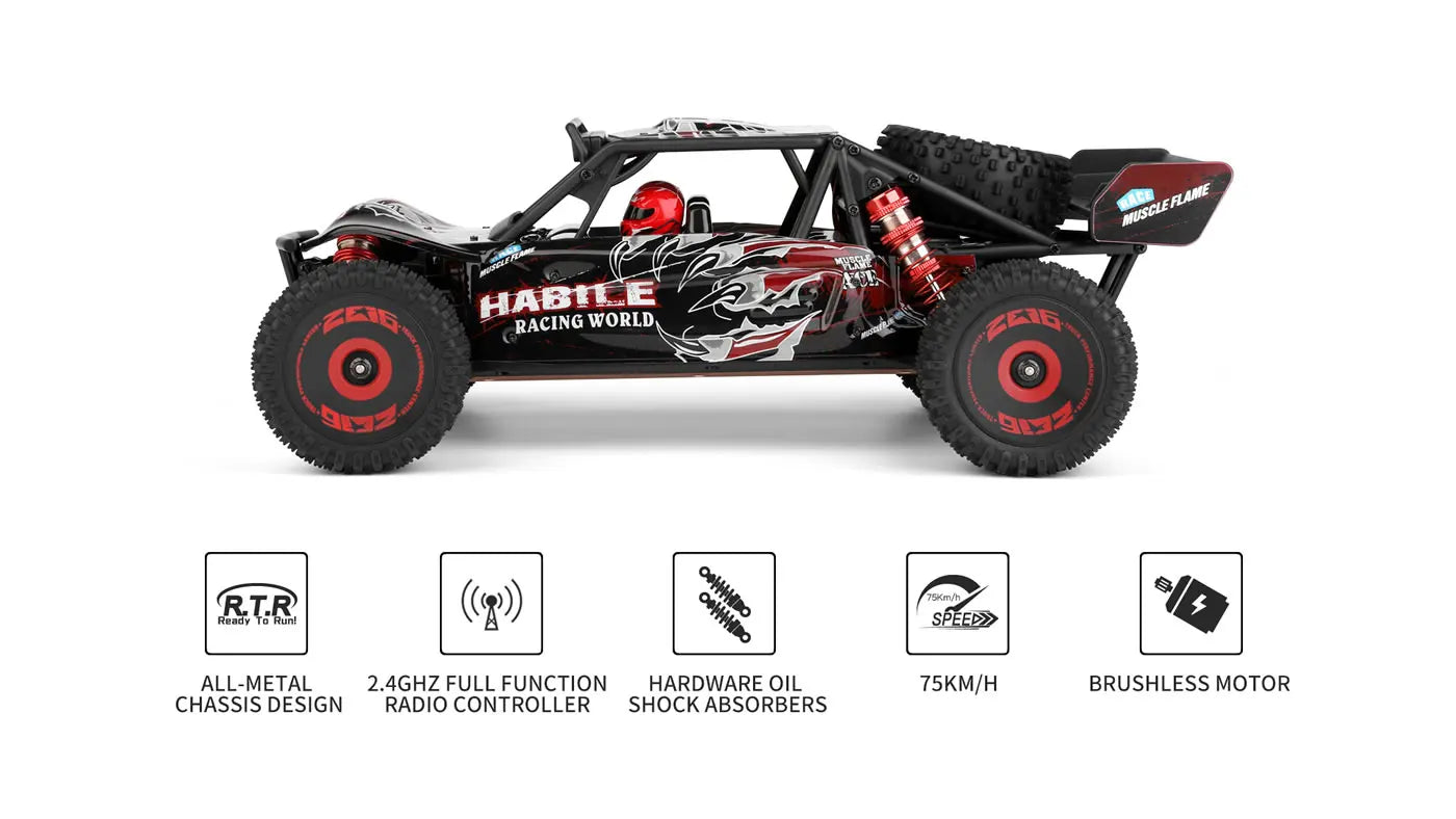 WLtoys 124016 V8 V2 1:12 4WD RC Racing Car High-Speed Brushless Motor Off-Road One Hand Remote Control Drift Climbing Kids Toys