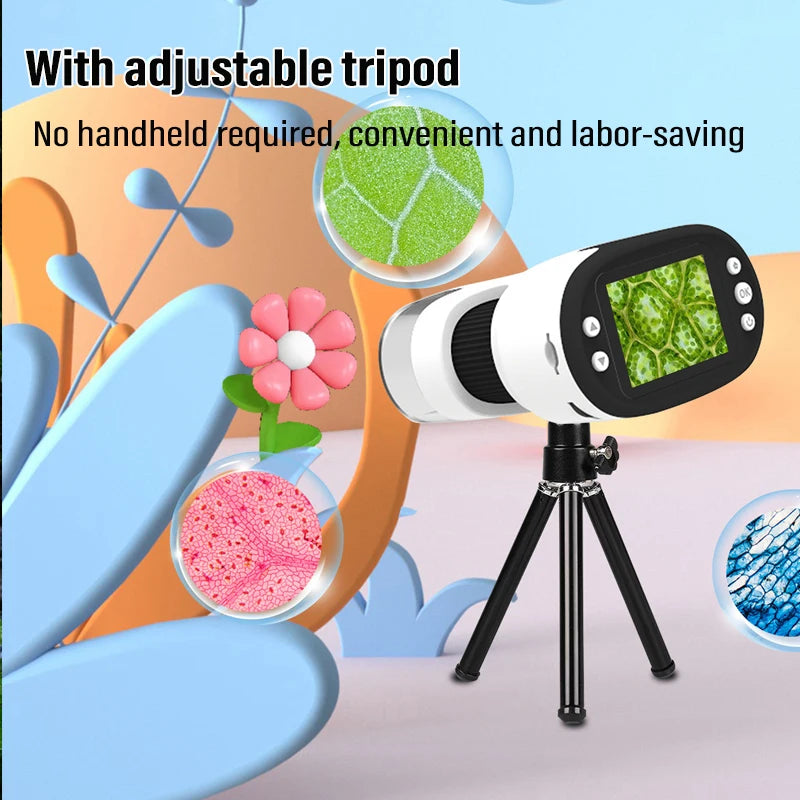 1000X Handheld Microscope for Kids 2Inch Screen Rechargeable Mini Pocket Digital Microscopes Portable Edu Gift Children Students