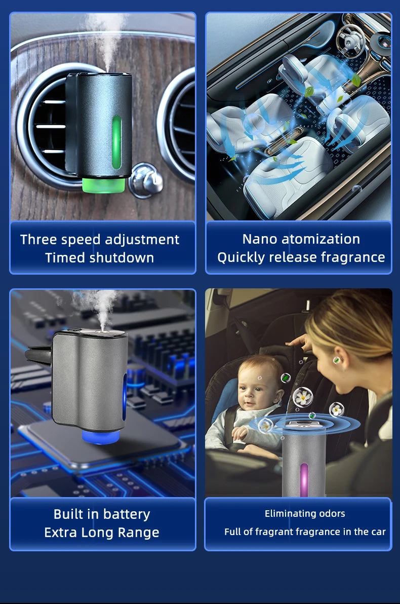 Smart Car Air Aromatherapy Diffuser Fragrance Car Air Fresheners With Three Adjustable Humidifier Essential Oil Diffuser