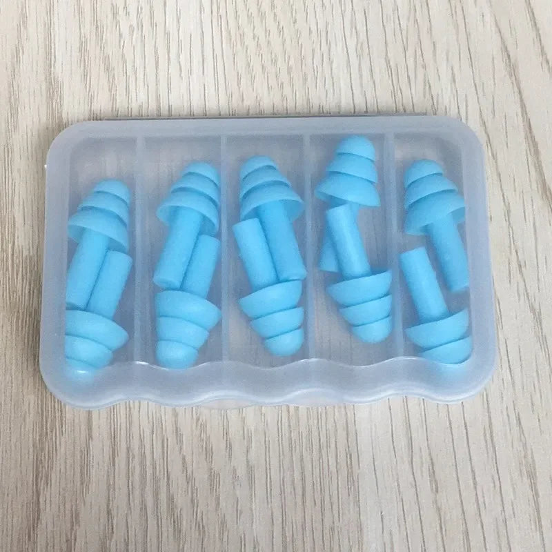 Soft Silicone Earplugs for Adults and Children Waterproof Swimming Earplugs Anti-Noise Ear Clips, Swimmers Diving 5Pairs per Box