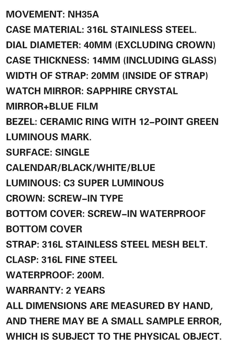 SEA KNIGHT Men Diving Watch 200M Waterproof C3 Luminous 316L Steel Mesh Belt Sapphire Crystal NH35A Automatic Mechanical Watch