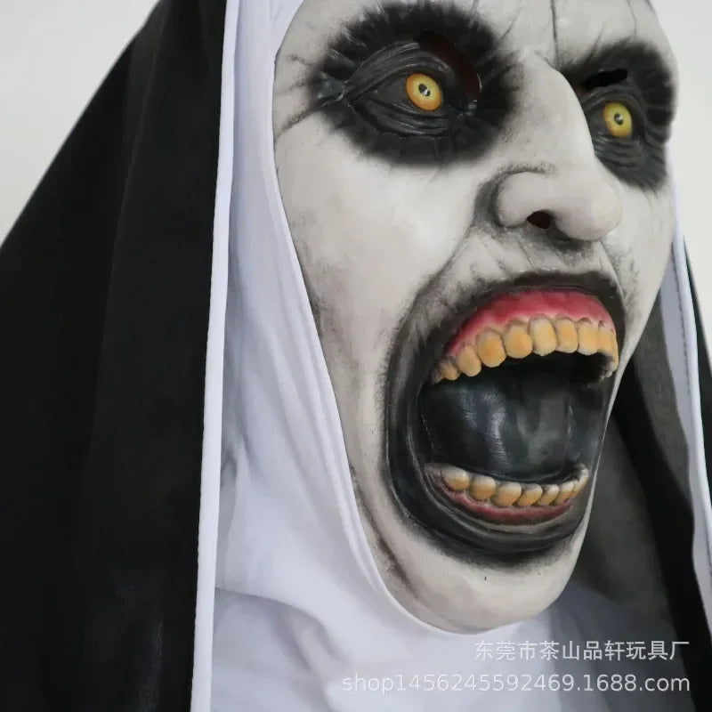 2024 New Nun Mask Halloween Makeup Nun Mask Tricked Ghost Face Scary Scary Latex Headgear Halloween Props Horror Masks