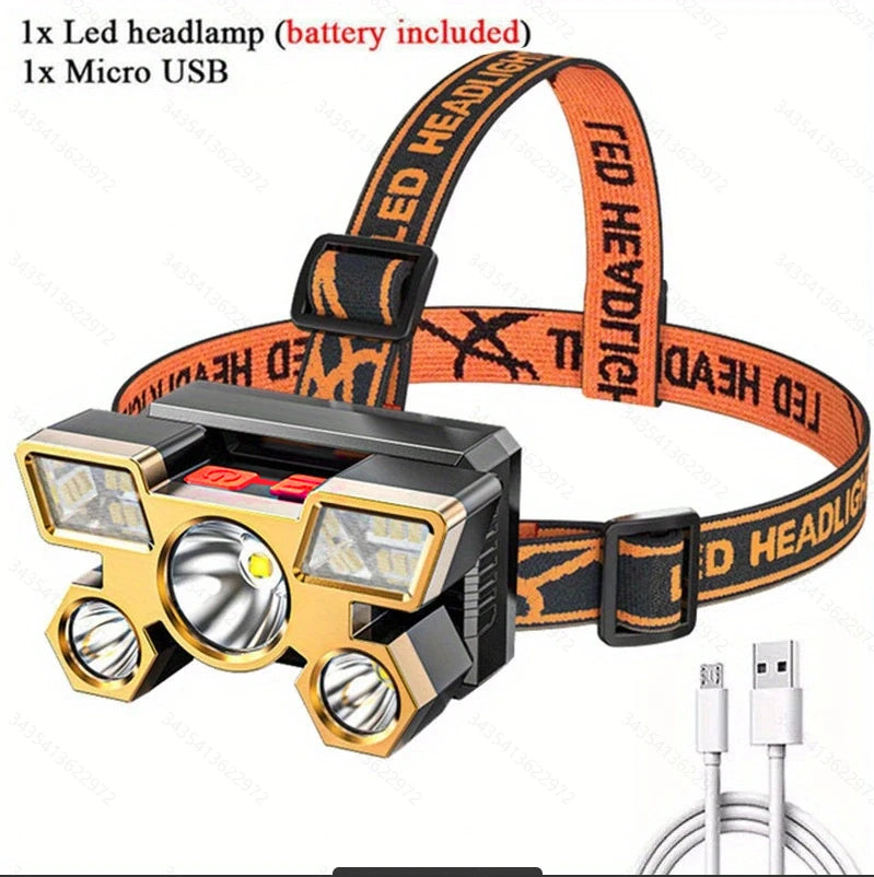 Super Bright Headlights USB Rechargeable Portable Night Flashlight Waterproof Headlamp for Outdoor Fishing Camping Adventure