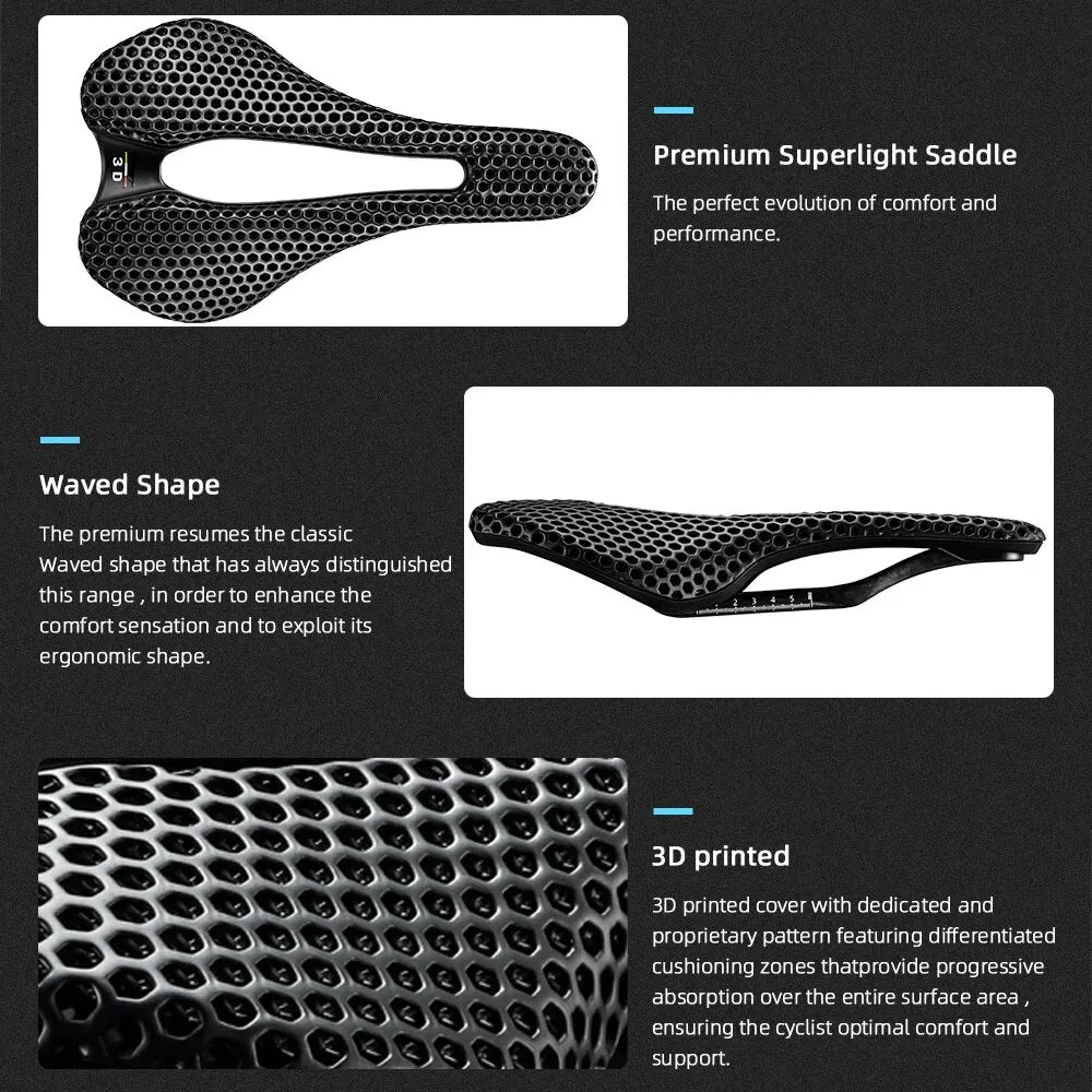 RYET 3D Printed Bike Saddle Carbon Saddle 150mm Super Light Road MTB Racing Saddles Bicycle Seat Cushion Cycling Seating Parts