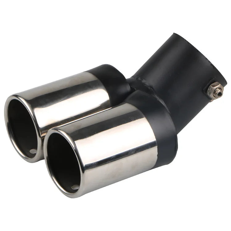 Car Universal One To Two Grilled Blue Tail Throat Double Pipe Tail Pipe Stainless Steel Exhaust Pipe Modification Supplies