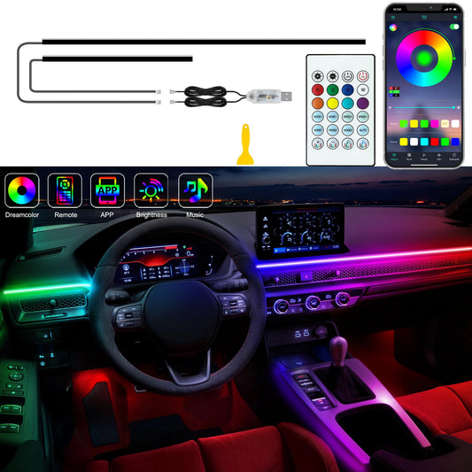 2IN1 Dynamic Neon Car Ambient Lighting Dreamcolor Acrylic LED Interior Strip Light RGB for Tesla Model 3/Y/S/X Decorative Lamp