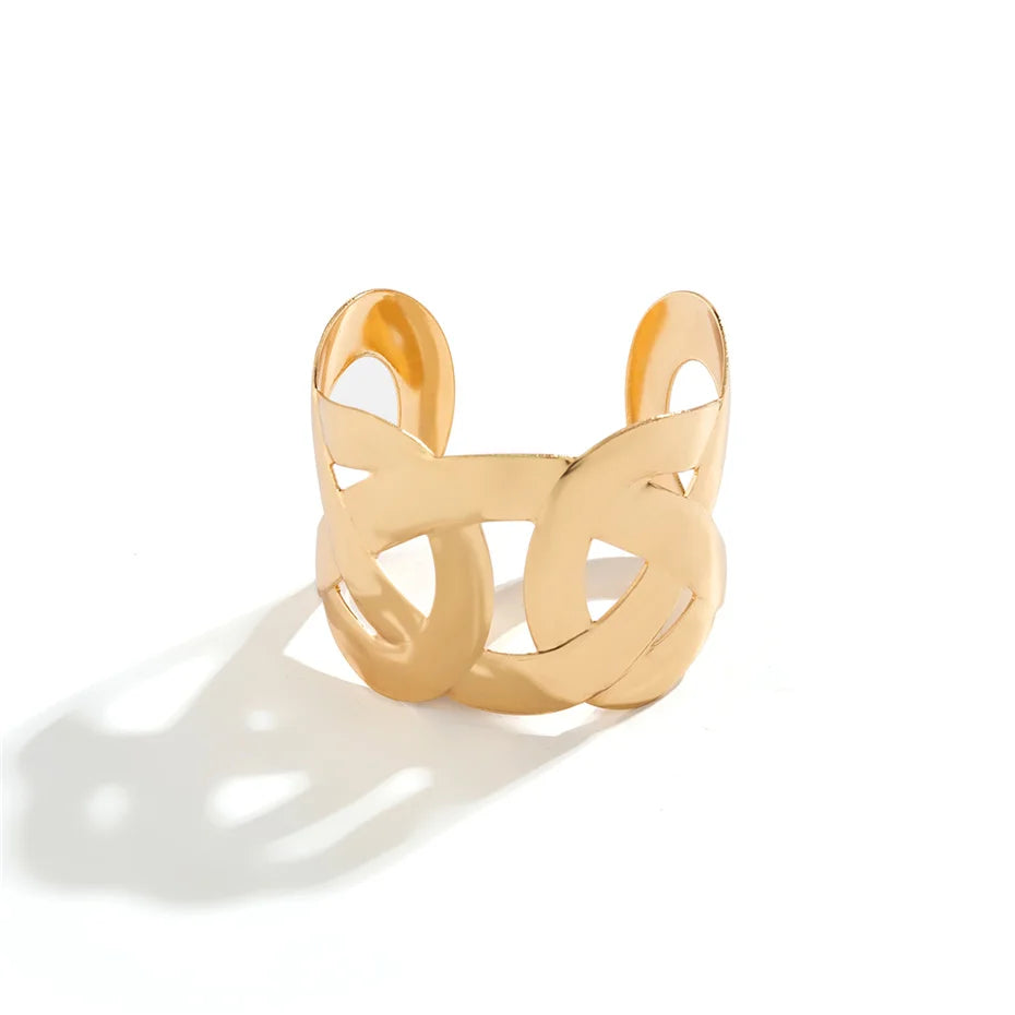 Ingemark Punk Smooth Hollow Out Metal Wide Open Cuff Bangles for Women Fashion Statement Vintage Charm Bracelets Steampunk Men