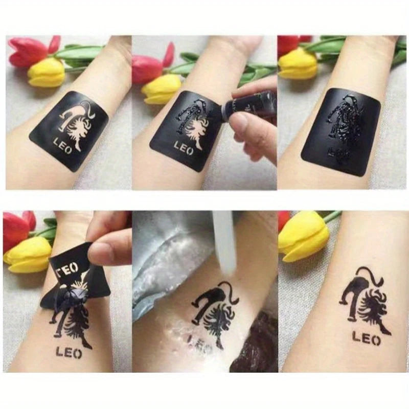 Colorful Tattoo Juice Paste,Easy-to-Use Henna Tattoo For Body Paint DIY Tattoos Temp, DIY Fake Tattoo Semi Permanent For Women