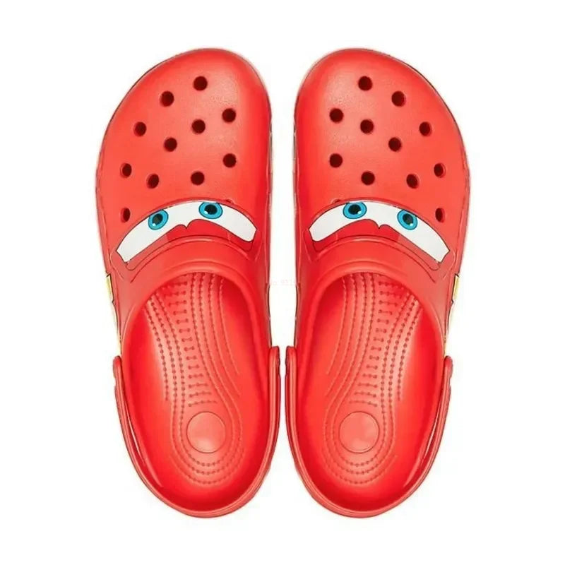 Disney Aoger Lightning Mcqueen Pixar Cartoon Solid Waterproof Slippers Outdoor Beach Shoes Sandals Casual Ankle-wrap Eva Shoes
