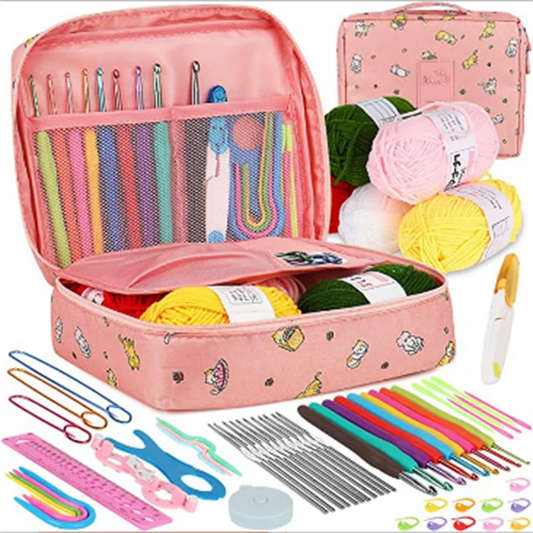 Beginner Novice Crochet Kit Multicolour Collection Storage Bag 58pcs Set