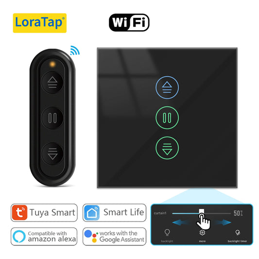 Tuya Black Curtain Roller Shutter Blinds Switch Smart Life App Percentage Progress Remote Control Google Assistant Alexa