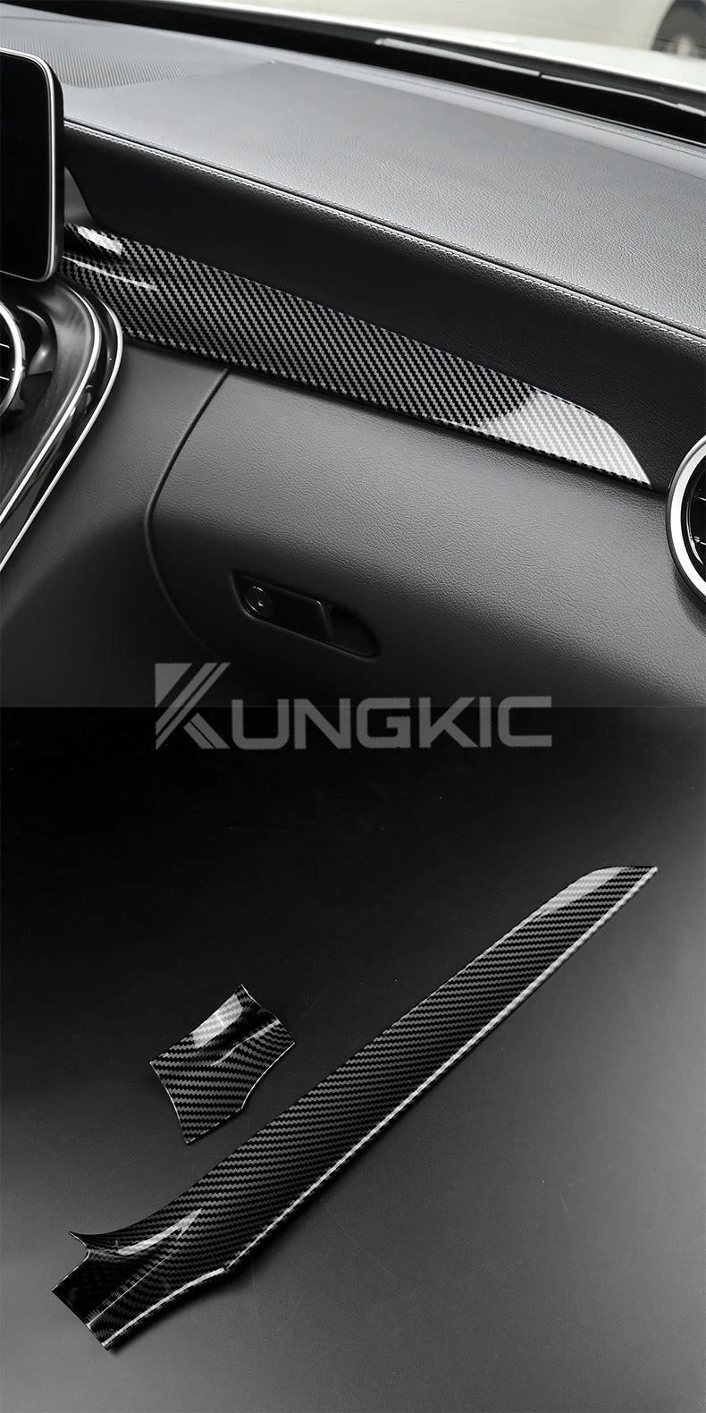 For Mercedes Benz C Class W205 C180 C200 GLC X253 2015 2016 2021 LHD RHD Carbon Fiber ABS Center Console Dashboard Trim Cover