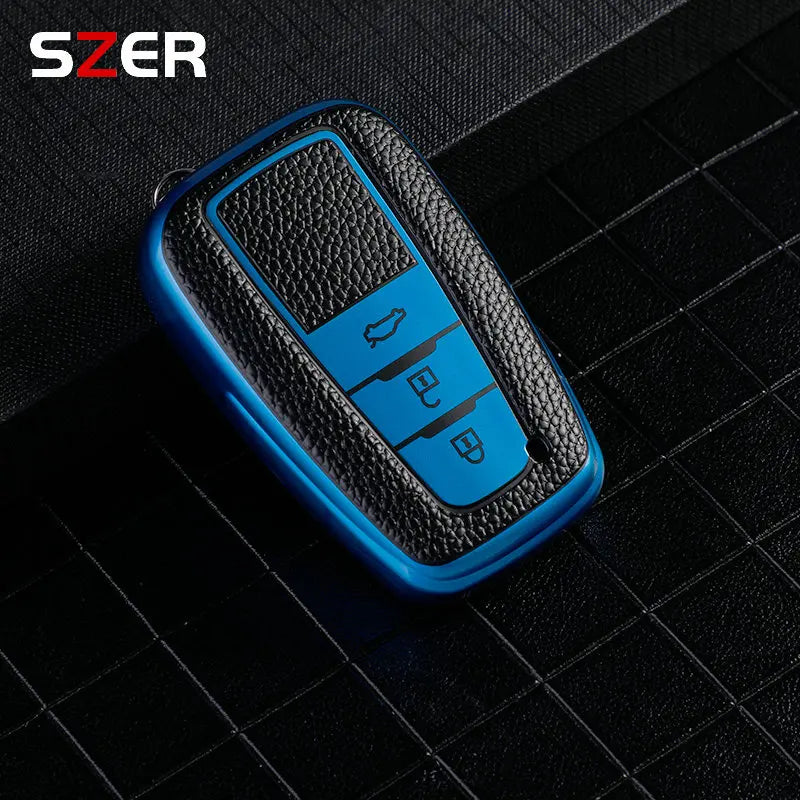 Leather TPU Car Key Case Full Cover Shell For Toyota Prius Camry Corolla CHR C-HR RAV4 Land Cruiser Prado Keychain Accessories