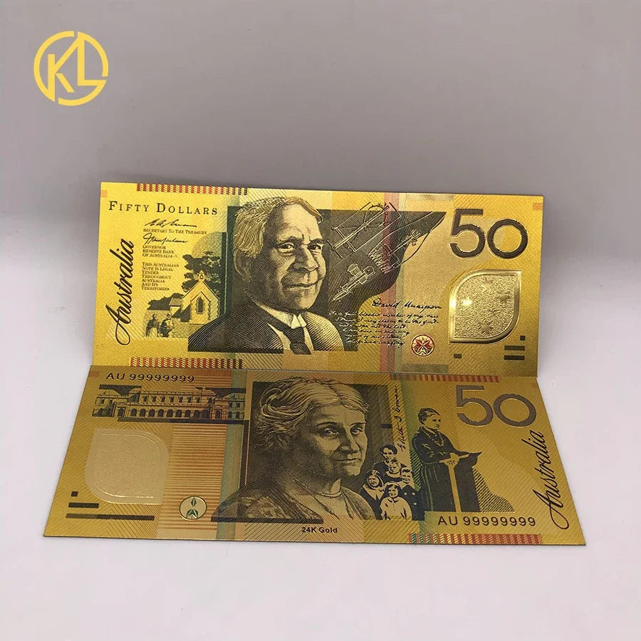 8 Designs  Australia 100 Dollar Gold Banknote Plated Colorful AUD100 Dollar Gold Foil Banknote Currency Collection