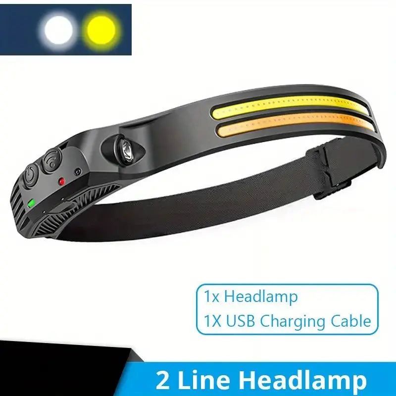 COB Headlamp Powerful Induction LED Sensor Head Torch USB Charging with Battery Flashlight For Fishing Outdoor Riding Camping