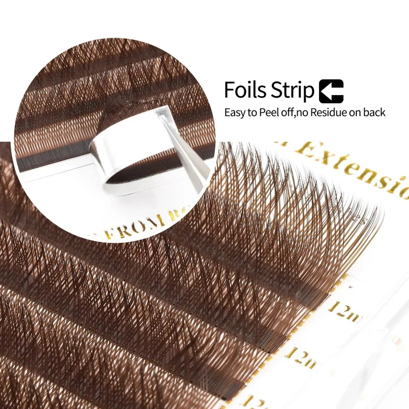 Brown 4D W-Shaped Eyelashes Extensions High Quality Individual Lashes Automatic Flowering Premade Fans False Eyelashes