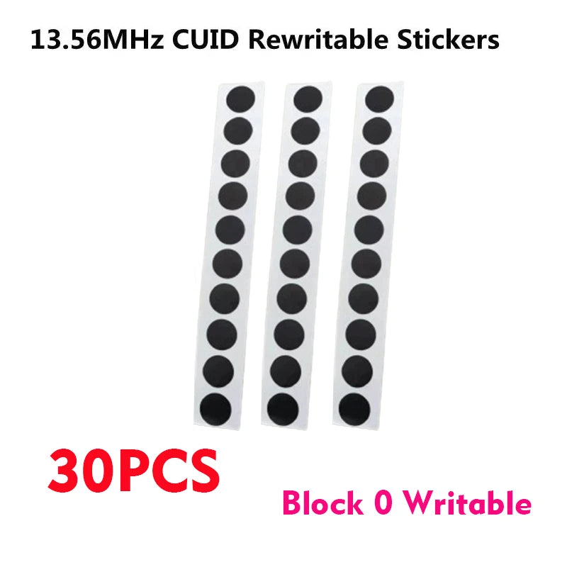 5/10/20Pcs IC CUID Android App MCT Modify 13.56MHz UID Changeable 1K S50 Tags Card Adhesive Sticker Keyfobs Block 0 Writable