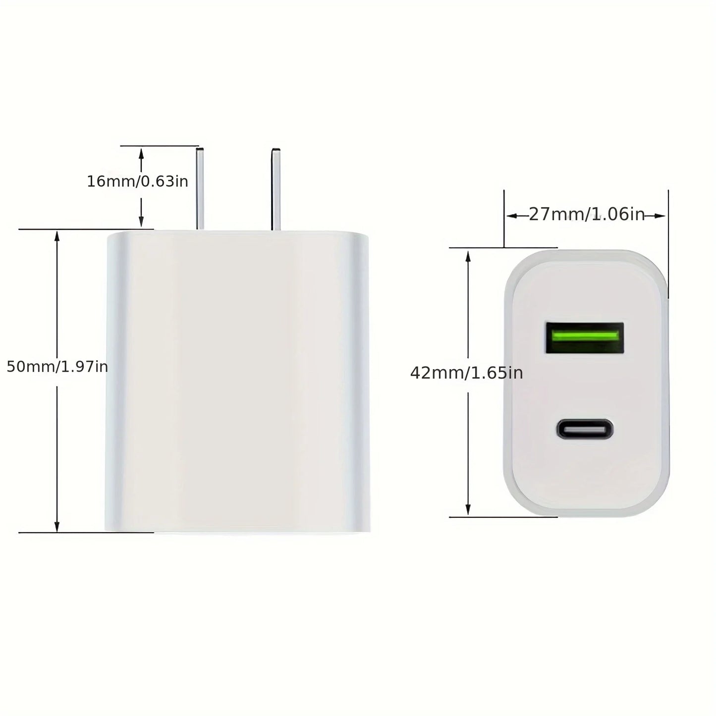 2PCS USB C Wall Charger Block, Dual Port Power Delivery Fast Type C Charging Block Plug Adapter 20W