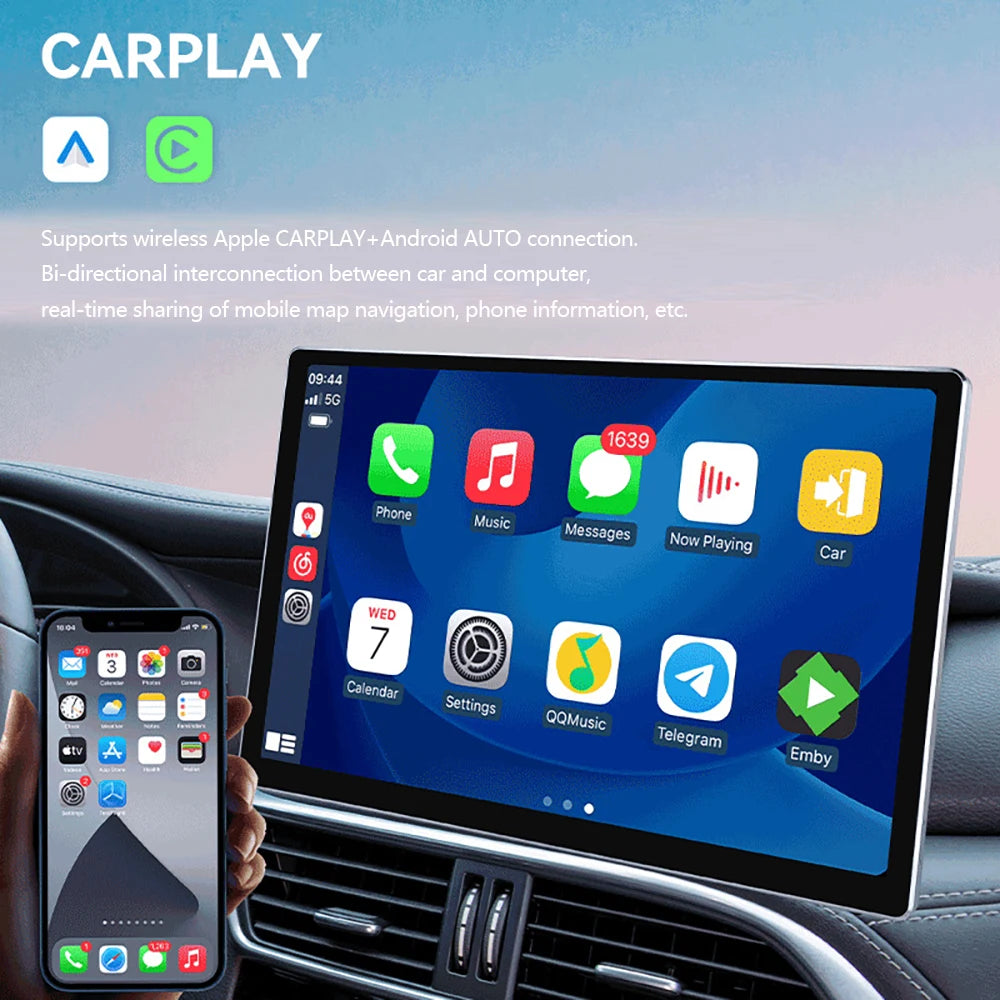 Android12 Car Radio Auto 8 Core 4+64G Din 9"/10" Universal QLED In-Dash GPS Navigation with Wireless CarPlay Reverse Camera AHD