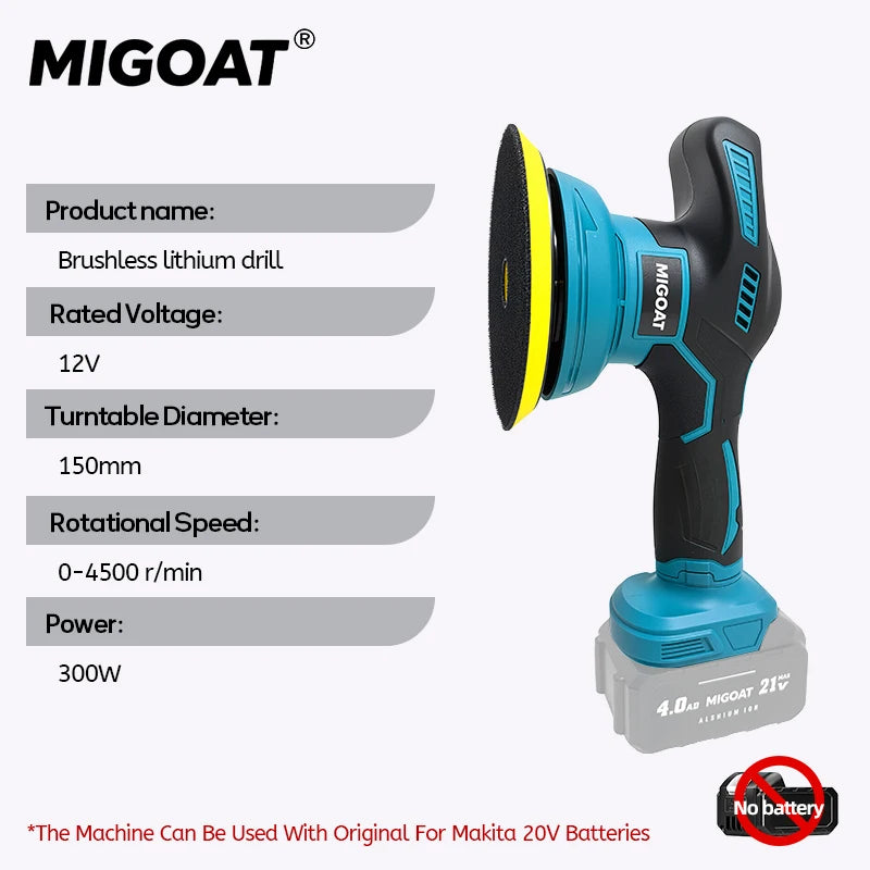 Wireless Mini Polisher   for Car Repair, Waxing, Detailing & Auto Detailing  for Makita 18V-20V-21V Batterry