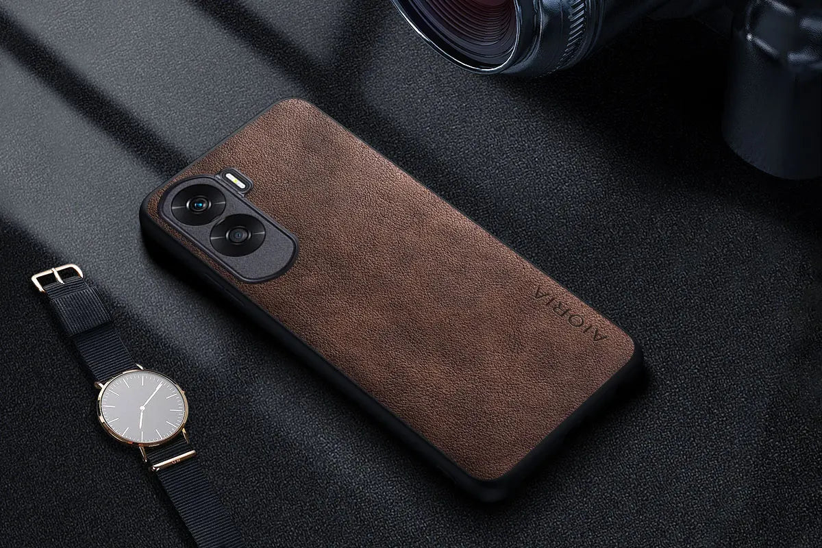 Premium Luxury leather Phone Case for Honor 90 Lite 70 50 20 Pro 10 Retro Business Style Solid color cover funda capa