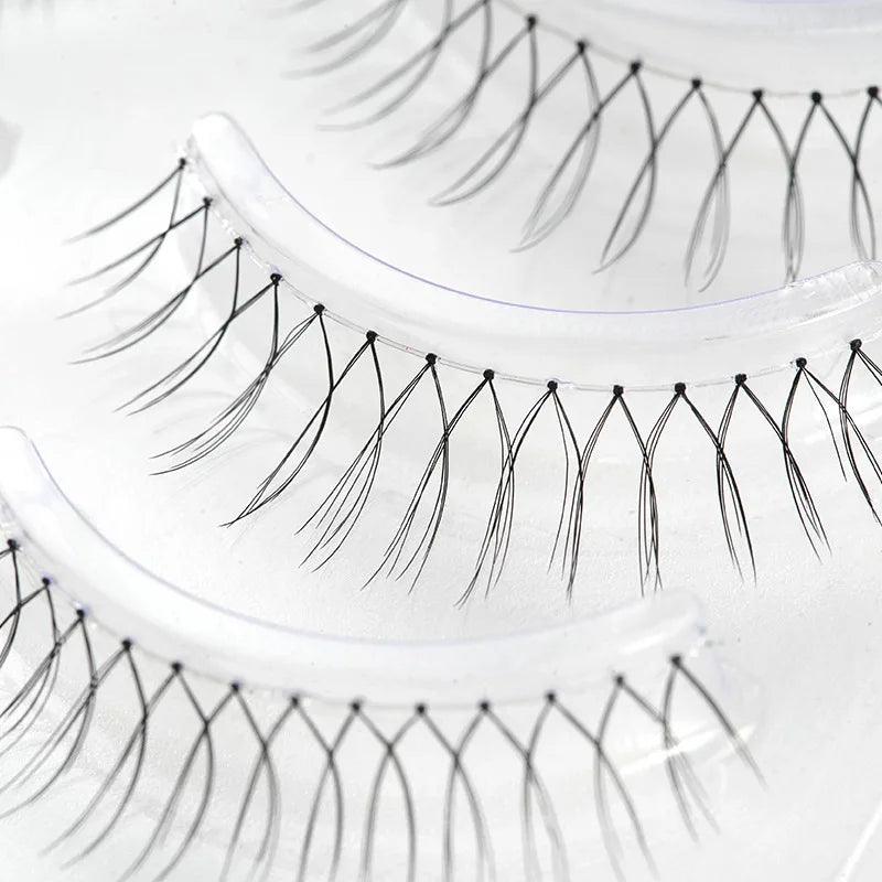 MIAOJIE Korean Fake Eyelashes Kpp Natural Transparent Stem Eyelashes U-shaped Handmade Lashes Beginner Makeup Tools A Type