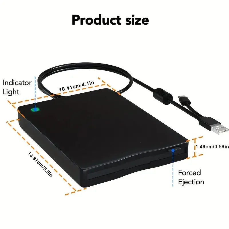 Floppy Disk Drive,Portable USB Type-C 3.5 inch Floppy Disk External Drive, 1.44MB FDD Disk Drive, Compatible with Laptop Desktop