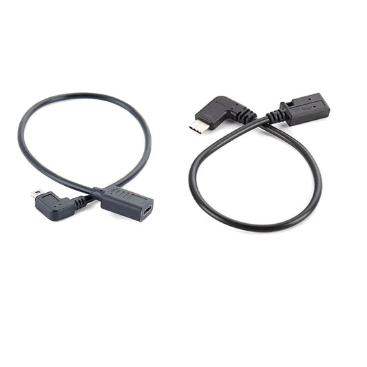 90 Degree Type C to Mini USB Extension Cable Mini USB Female to USB C Male Charging Sync Adapter Cable Cord for Laptop