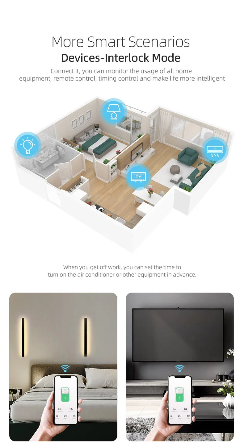 TUYA WIFI Smart Circuit Breaker Power Metering 1P 63A DIN Rail for Smart Home wireless Remote Control Smart Switch by APP TONGOU