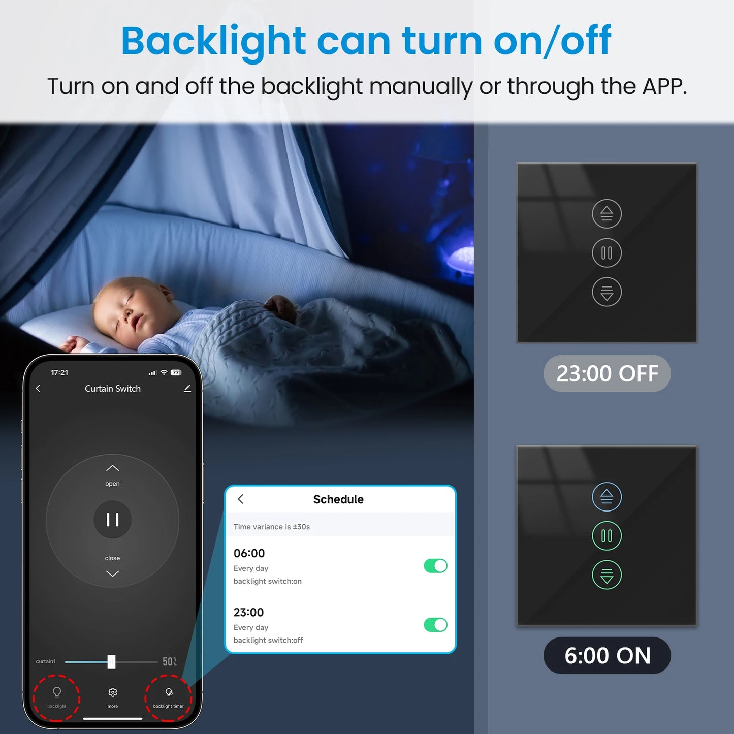 Tuya Black Curtain Roller Shutter Blinds Switch Smart Life App Percentage Progress Remote Control Google Assistant Alexa