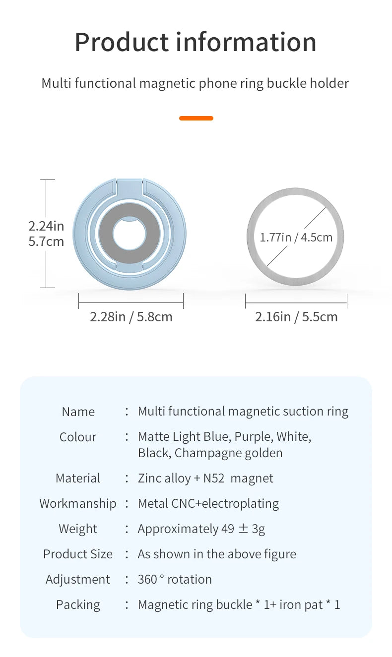 For Magsafe Cellphone Grip Double Sided Magnetic Ring Phone Holder Cellphones Stand Phone Accessories Support Telephone Grip Tok