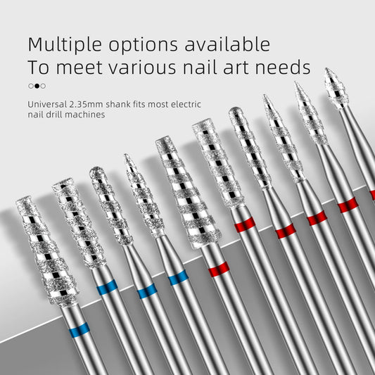 Tornado Diamond Nail Drill Bits Spiral Drill Milling Cutter For Manicure Electric Machine Accessory Nail File Gel Remover Tool