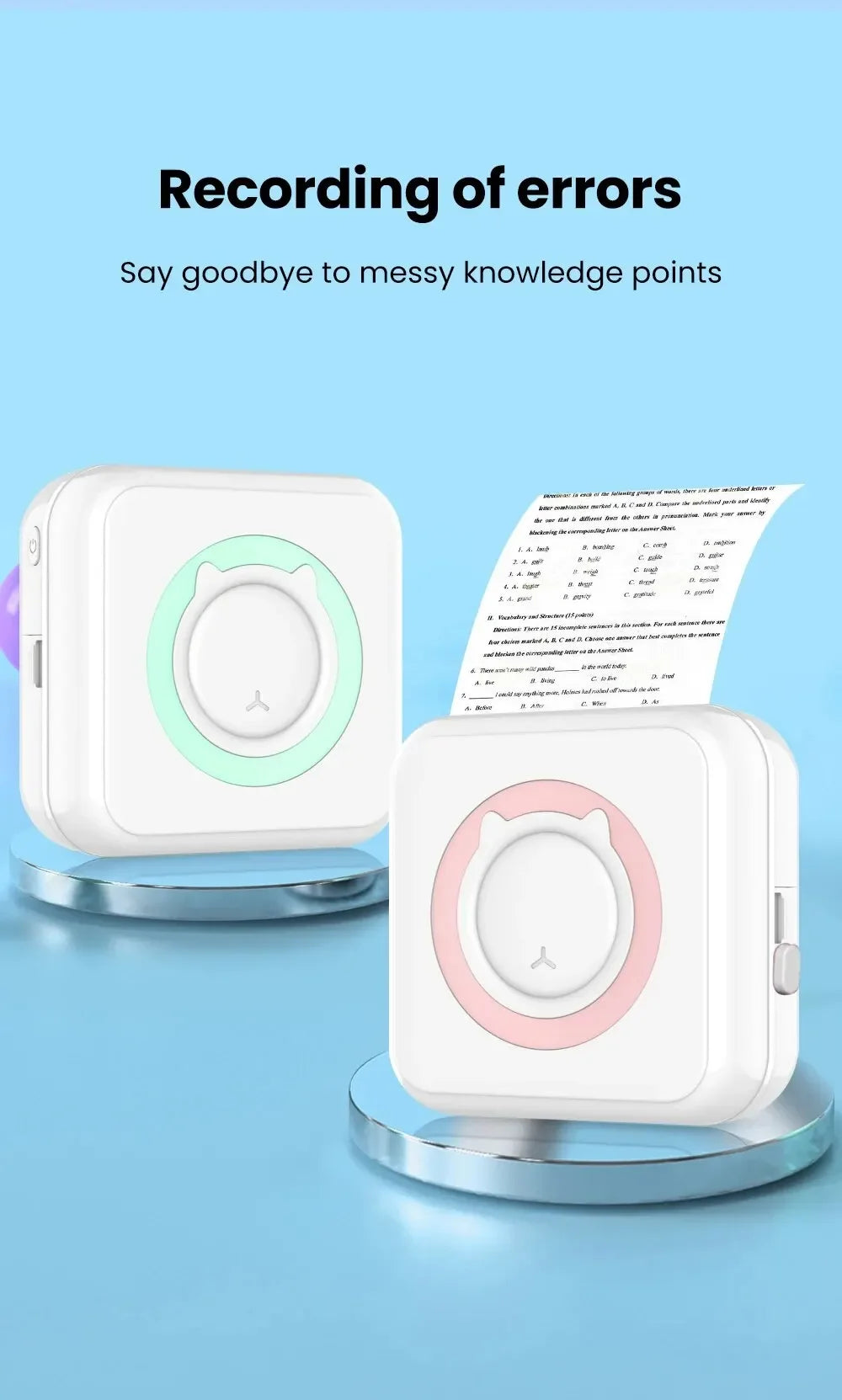 Mini Printer Portable Thermal Stickers Paper Inkless Bluetooth Wireless Impresora Android IOS Portable Label Printer