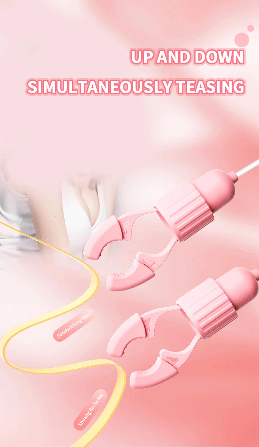 Sucking Vibrating Nipple Clamp Tongue Licking Vibrator For Women Breast Massage Labia Clitoris Clip Stimulation Massager Sex Toy