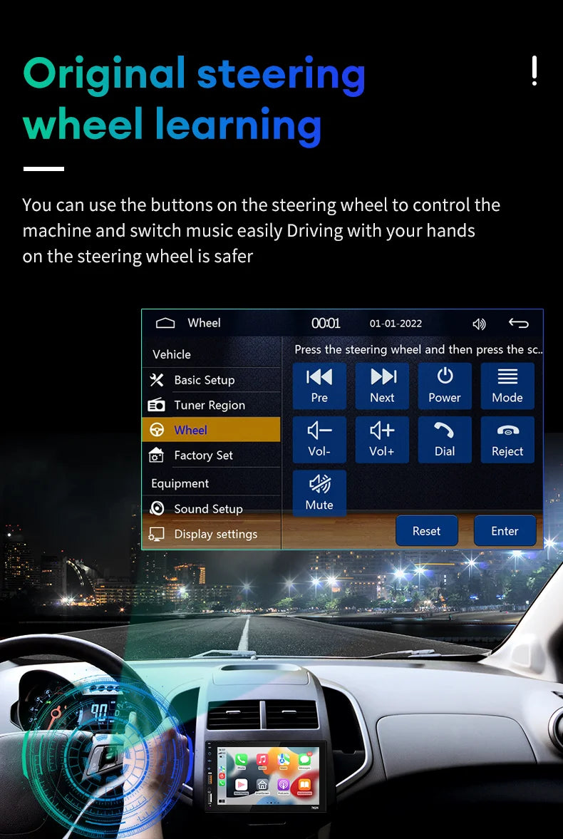 Acodo 7Inch Carplay Android Auto Player Dual USB Capacitive Screen Touch HD Car MP5 Player USB FM Bluetooth TF Card Touch Screen