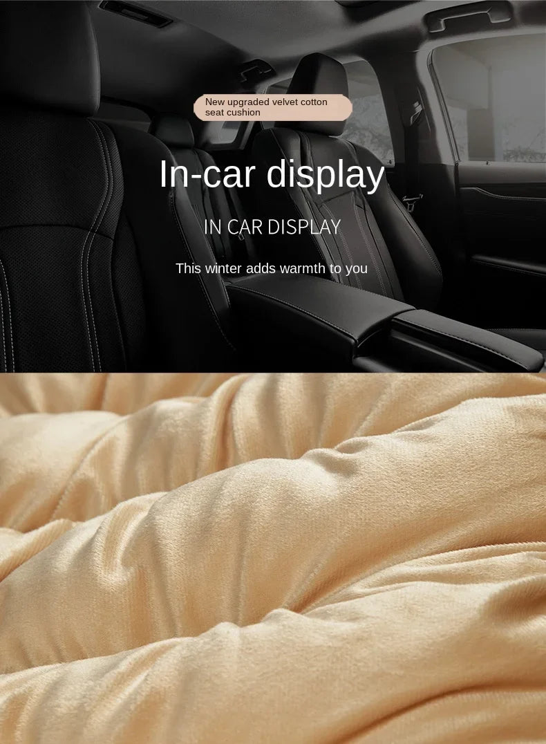 Winter Car Seat Cover with Back Pad Warm Slip-resistant Car Seat Cushion Chair Protector Universal for Suv Pick-Up Truck Sedan