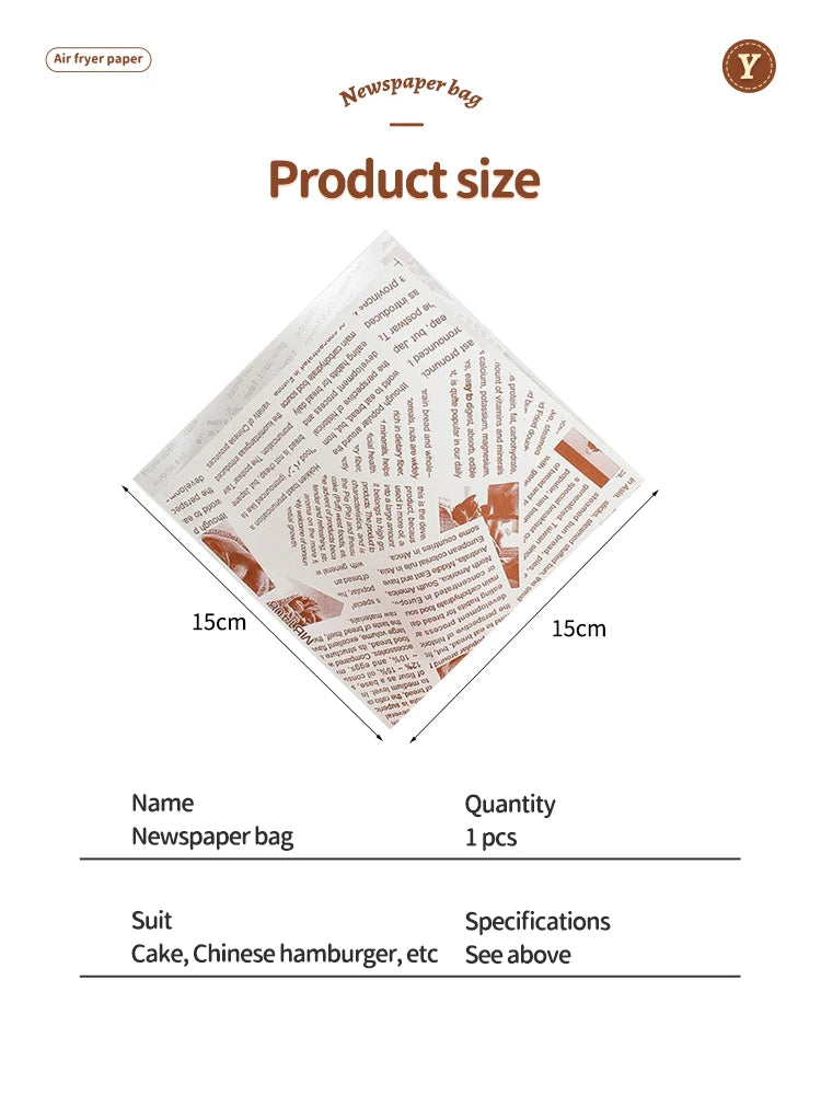 100pcs Hamburg Triangular Baking And Oil Proof Bags Donut Bakery Baking Food Packing Hand Wrapped Oilproof Kraft Bag